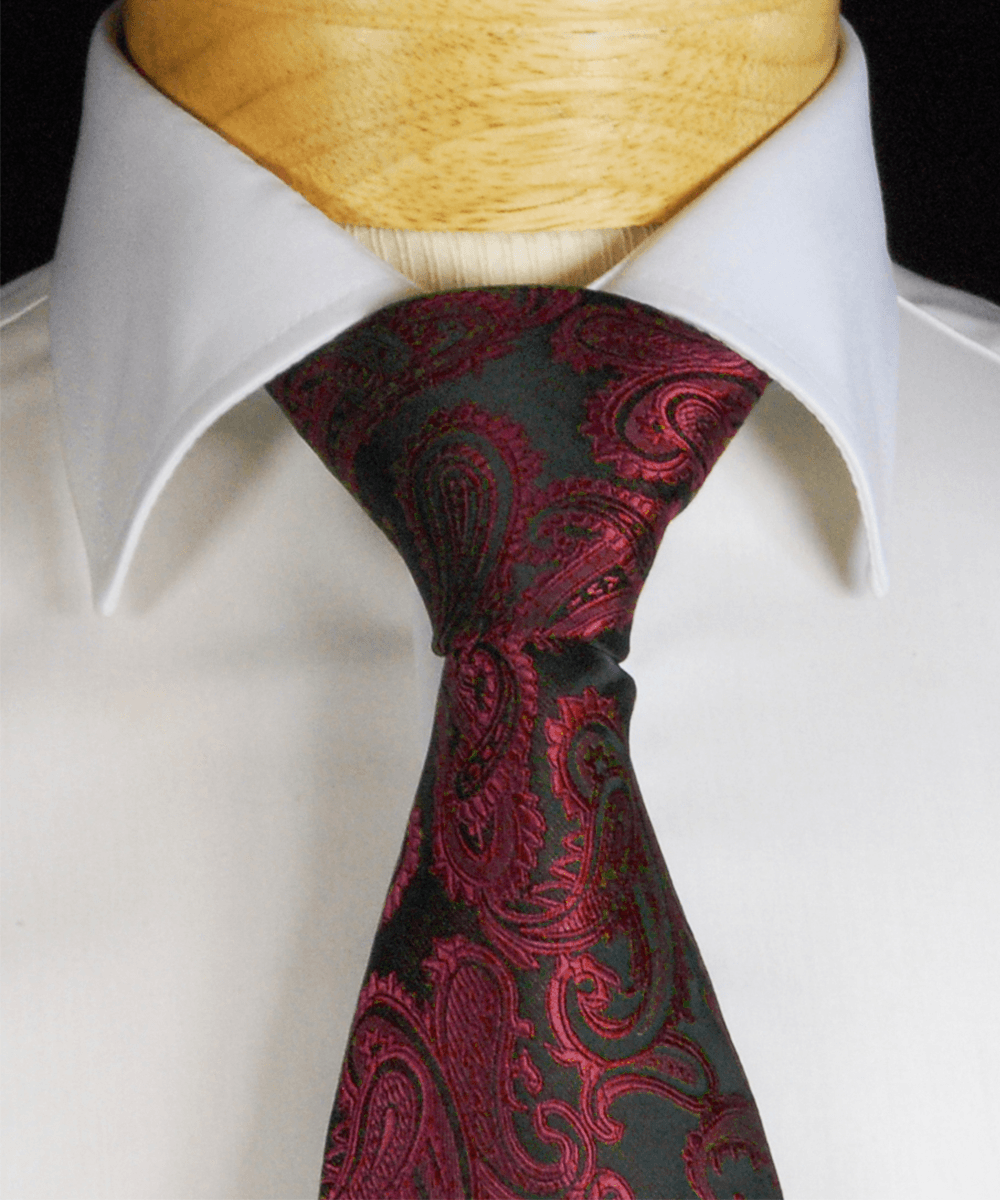 Burgundy and Black Paisley Necktie and Pocket Square | Paul Malone