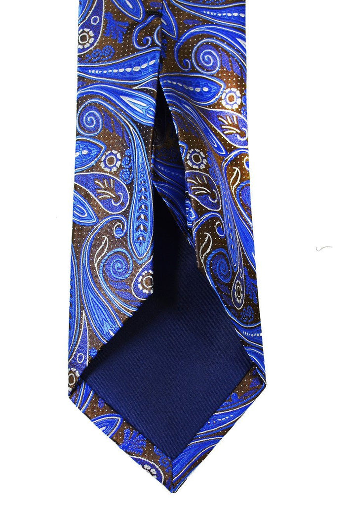 Royal Blue and Brown Paisley 7-fold Silk Tie Set – Paul Malone