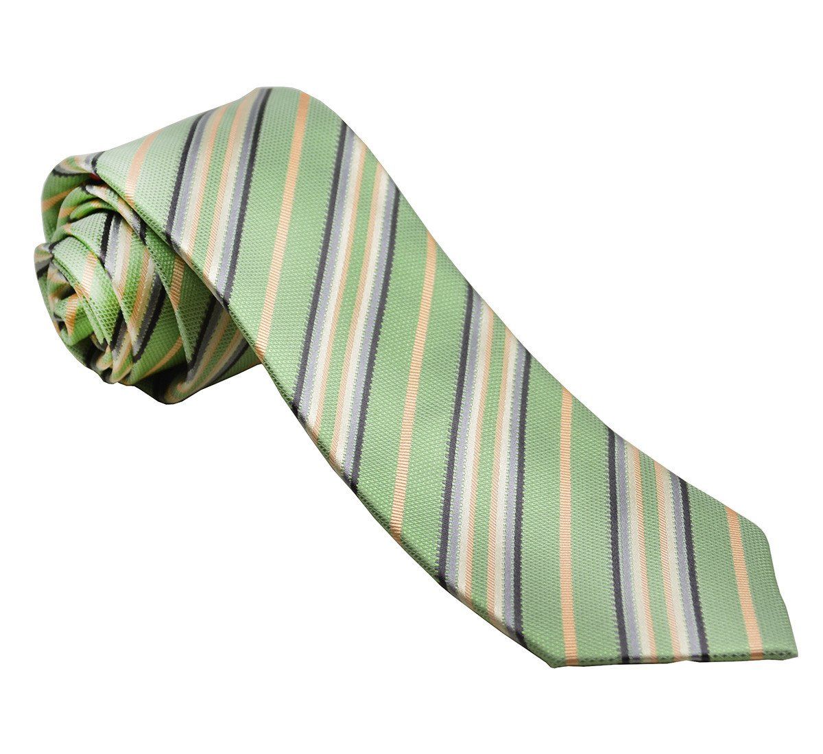 Green Striped Silk Tie and Pocket Square | Paul Malone