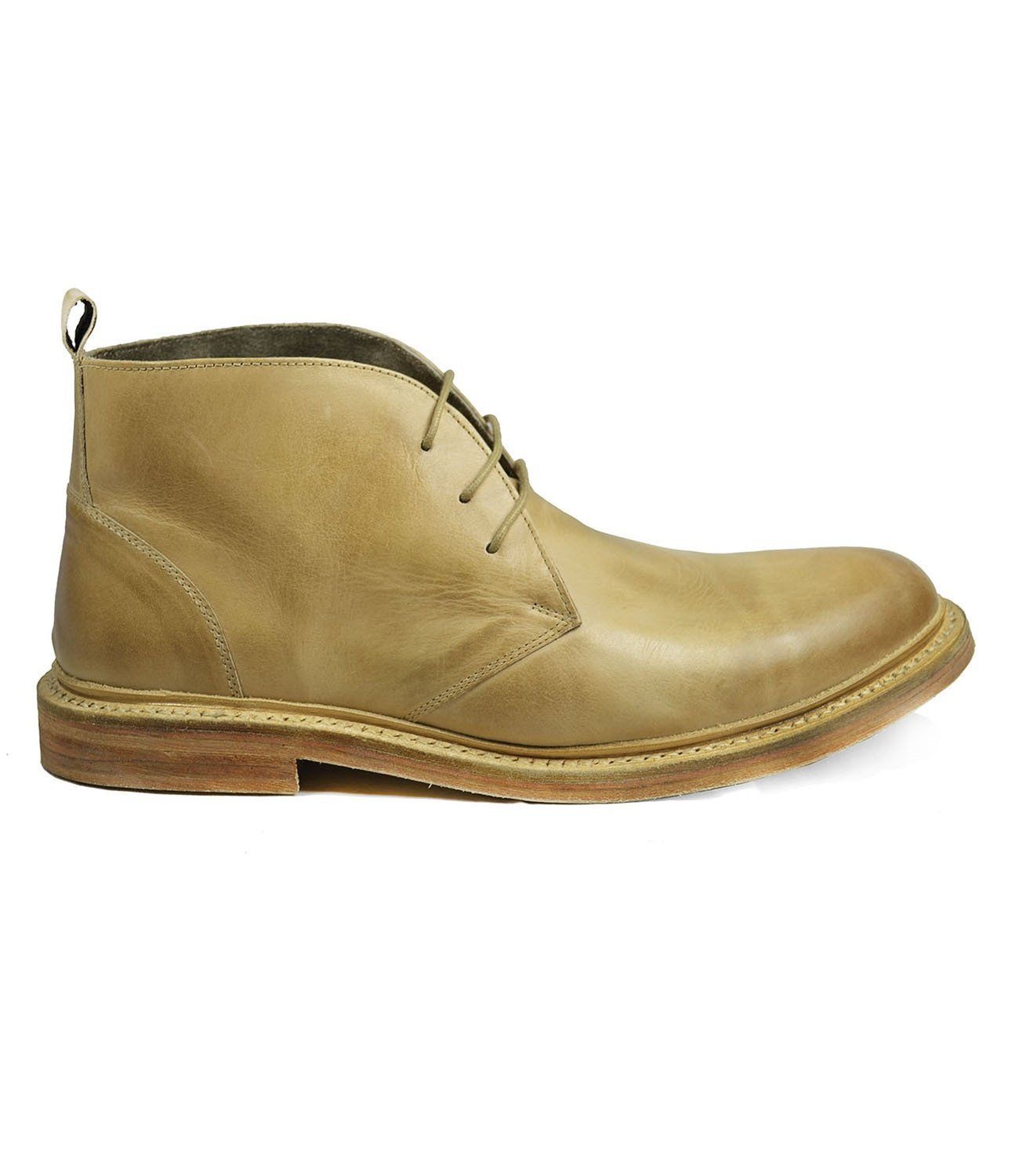 SHELTON Ivory Cap Toe Leather Boots by Paul Malone