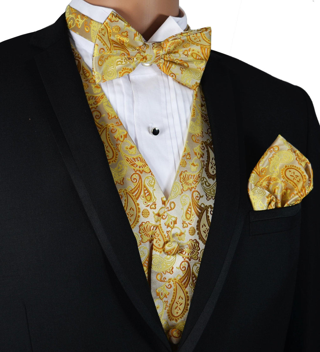 Gold Paisley Tuxedo Vest Set | Paul Malone