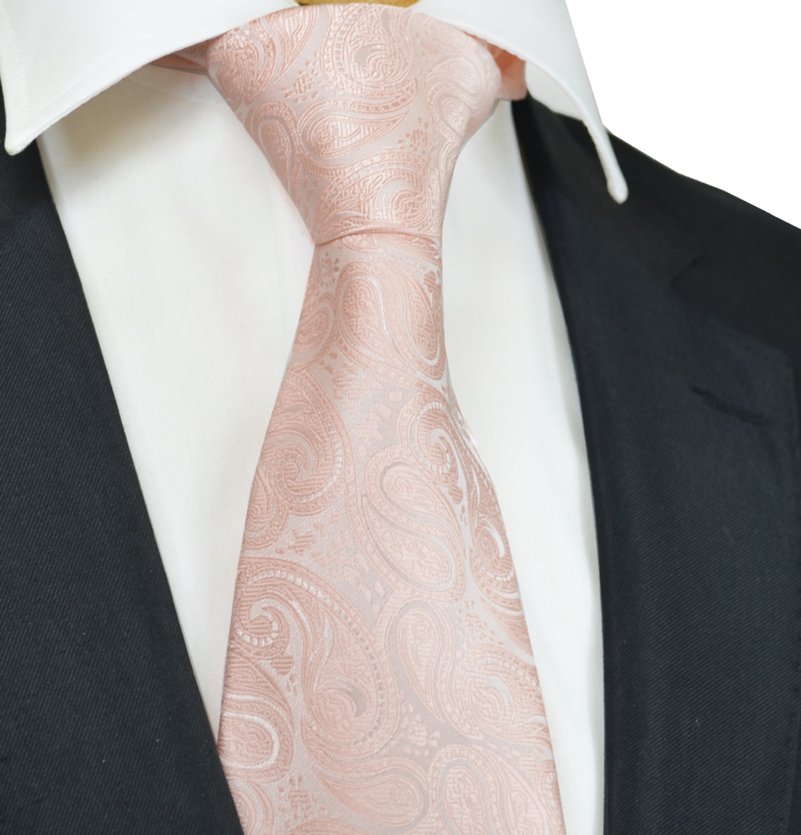 Classic Mens Necktie for Business Paisley Silk Tie with Tie Clip