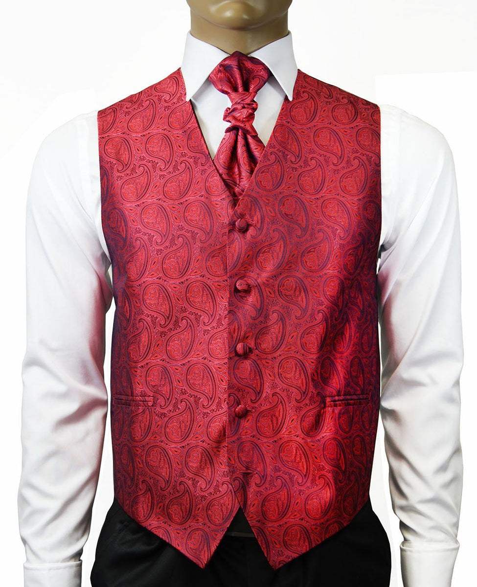 American Beauty Red Paisley Tuxedo Vest Set | Paul Malone