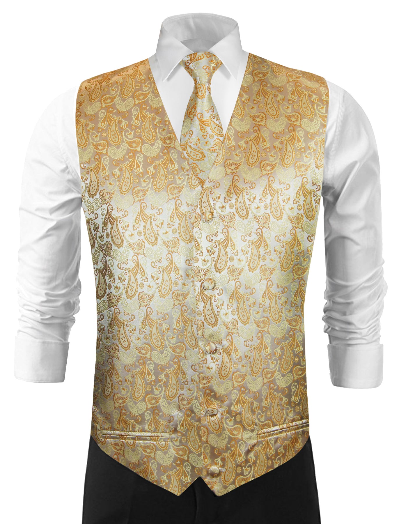 Tan Champagne Gold Paisley Mens Vest Bow Tie and Pocket  Etsy