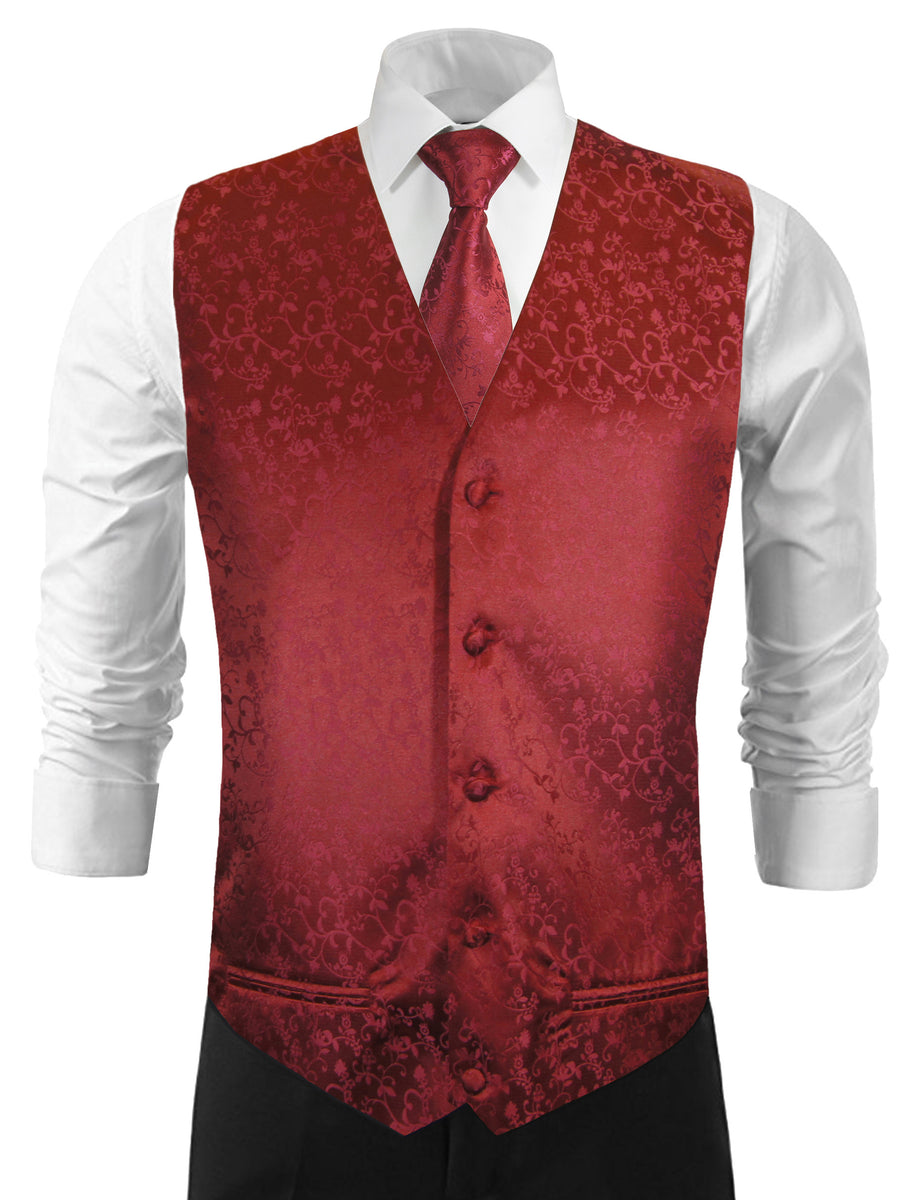 Burgundy Vines Tuxedo Vest Set | Paul Malone