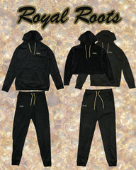 Pantalones deportivos de terciopelo negro Grassroots de Royal Roots, sudadera corta con capucha y joggers