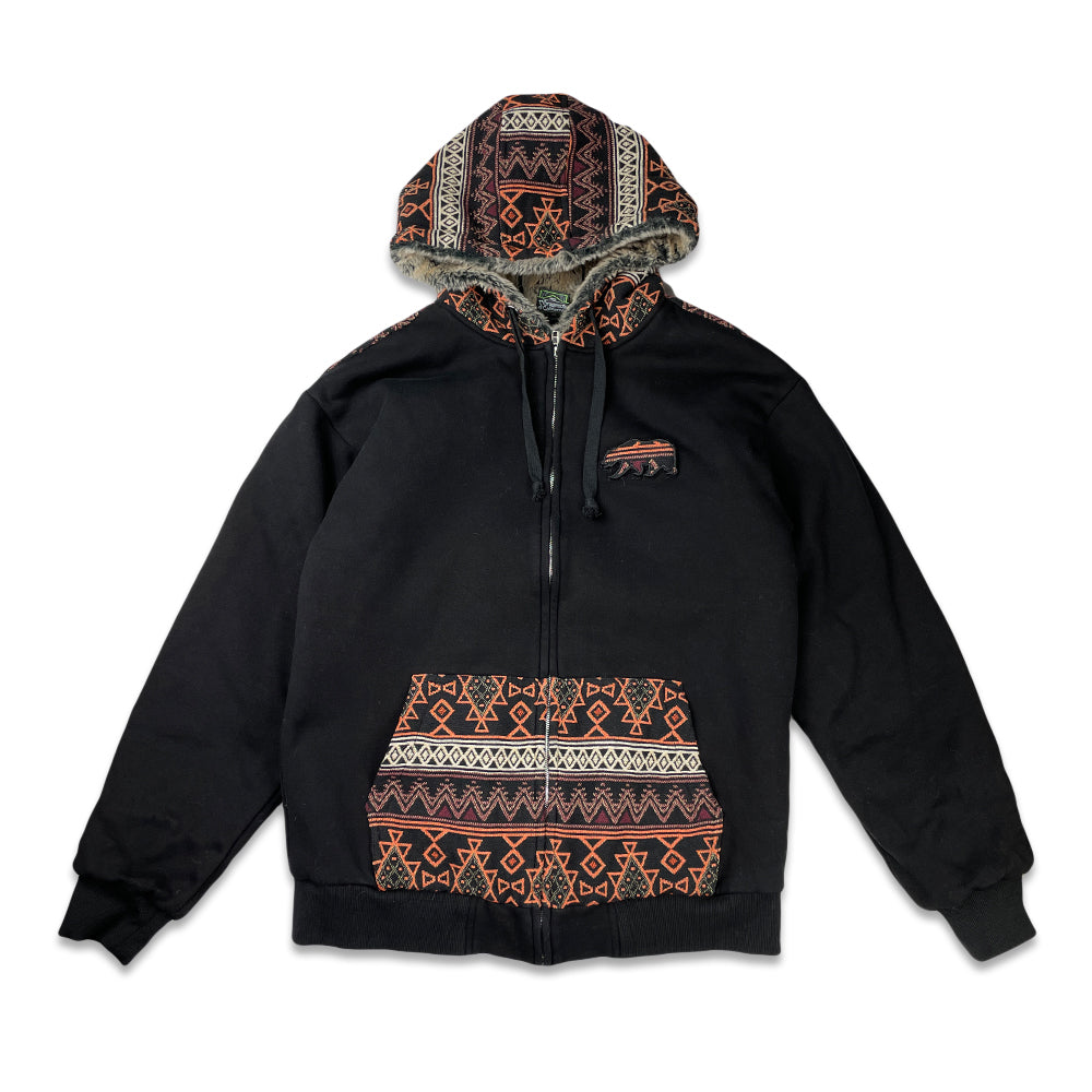 Image of Removable Bear Copper Plateau Black Zip Up Hoodie OO ToR0r0 