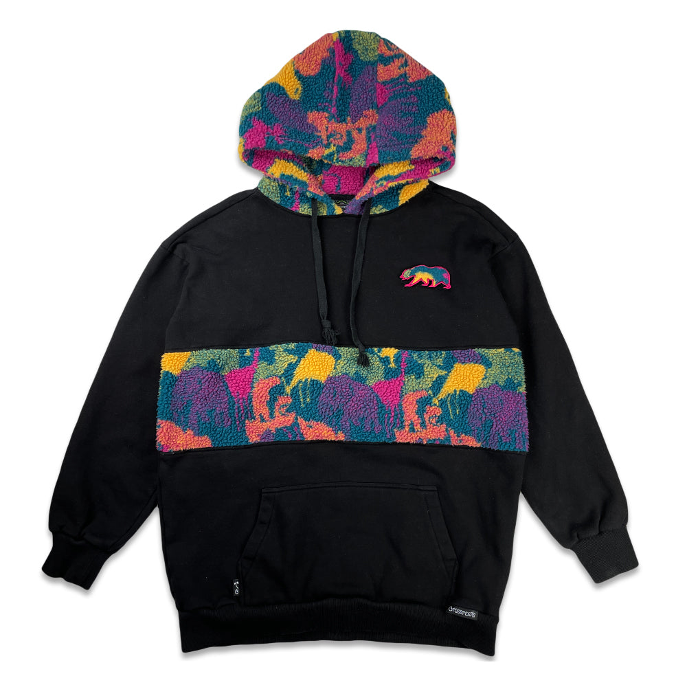 Image of Removable Bear Trippy Tundra Black Tall Pullover Hoodie