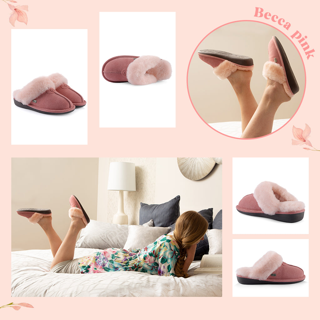 Becca pink sheepskin slipper