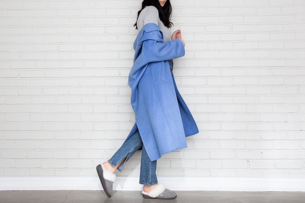 Woman walking with slippers