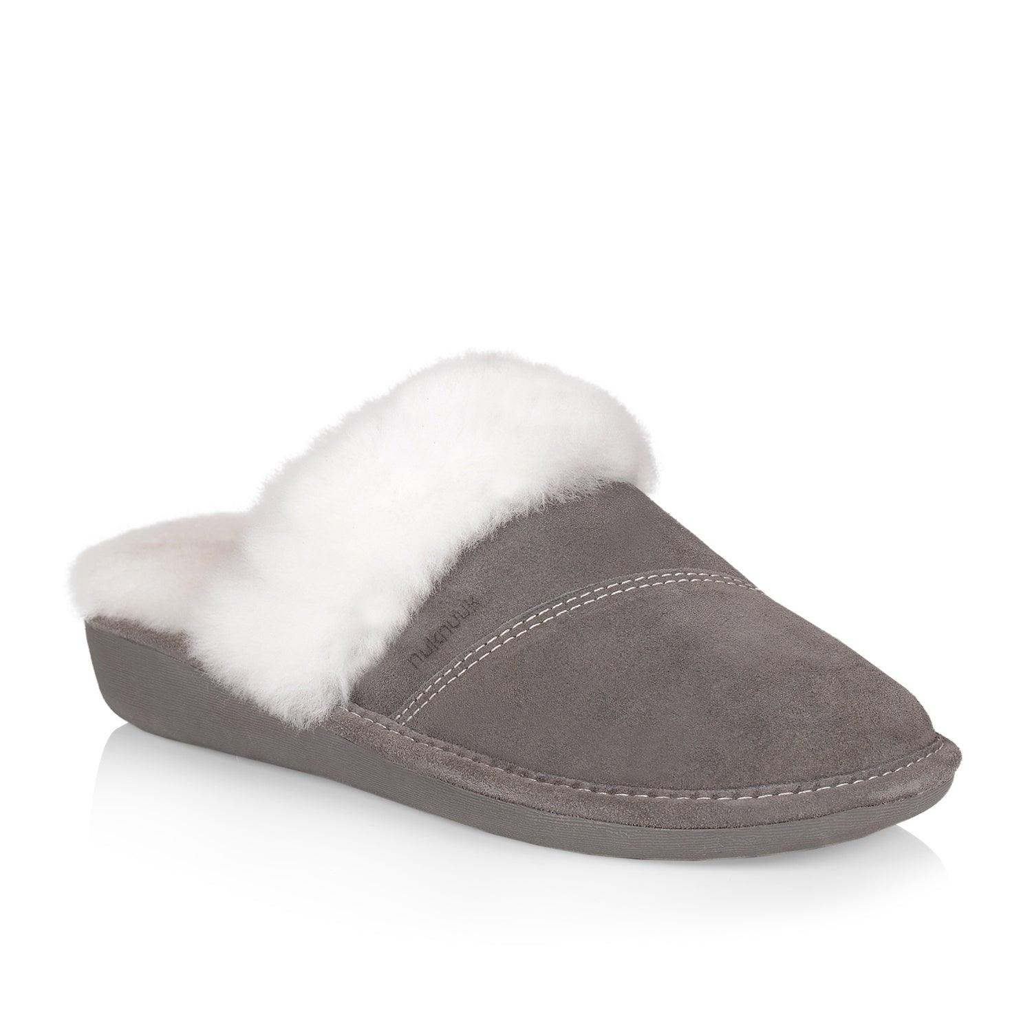 Women's Joy Slippers with Sheepskin Lining in Grey | Nuknuuk