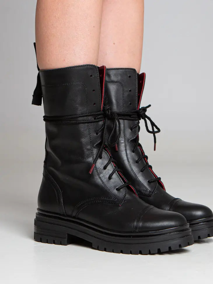 Brooke black leather ankle boots