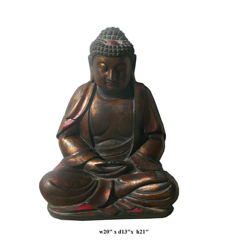 Chinese Golden Brown Wooden Meditation Buddha Statue cs042S – Golden ...