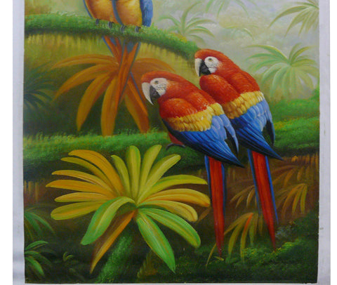 Oil Paint Canvas Art Four Beautiful Tropical Parrots Wall Decor cs322S ...