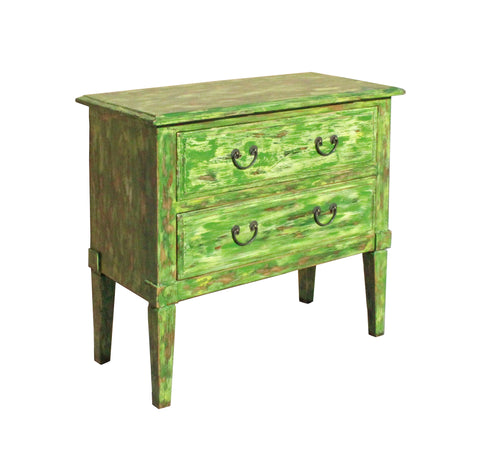 Distressed Light Green Lacquer Two Dresser Console Table Cabinet
