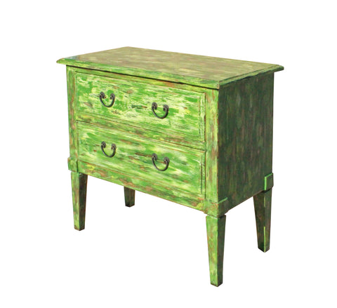 Distressed Light Green Lacquer Two Dresser Console Table Cabinet