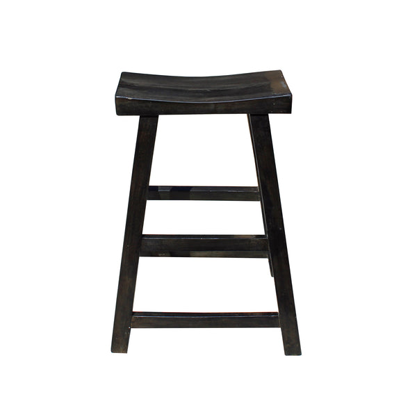 Download Simple Distressed Semi Gloss Black Tall Wood Stool Bar Stool cs4181S - Golden Lotus Antiques