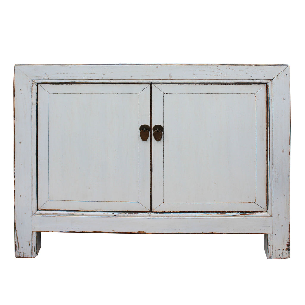 Oriental Simple Distressed Off White Credenza Sideboard Table