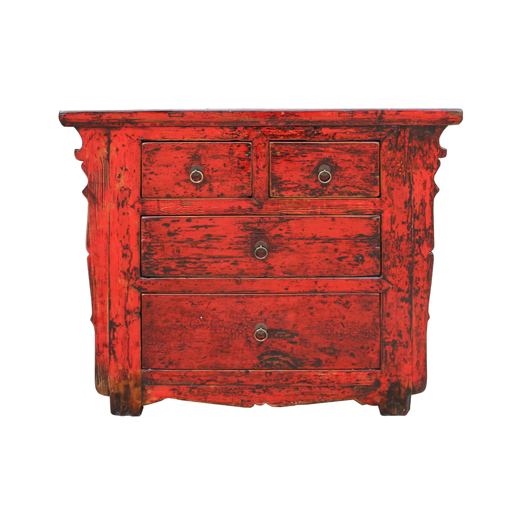 Chinese Distressed Rustic Red Foyer Console Table Cabinet Cs5331s