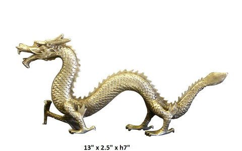 Chinese Handmade Silver Color Dragon Fengshui Decor Figure Mid Size cs ...