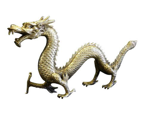 Chinese Handmade Silver Color Dragon Fengshui Decor Figure Mid Size cs ...