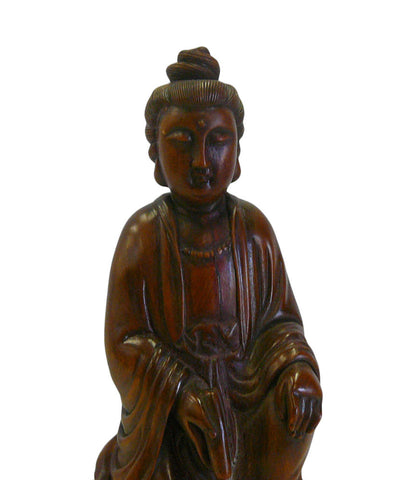 Chinese Boxwood Sitting Scholar Kwan Yin Statue cs695-2S – Golden Lotus ...
