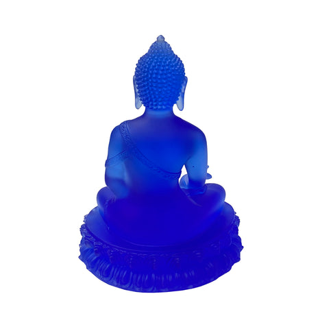 Crystal Glass Pate-de-Verre Blue Gautama Amitabha Shakyamuni Statue ws ...