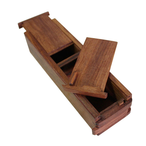 narrow wooden storage box