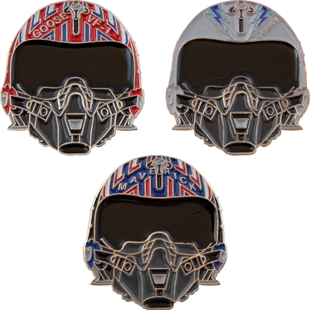 Helmets Of Top Gun Collectible Enamel Pin Set Exclusive Icon Heroes