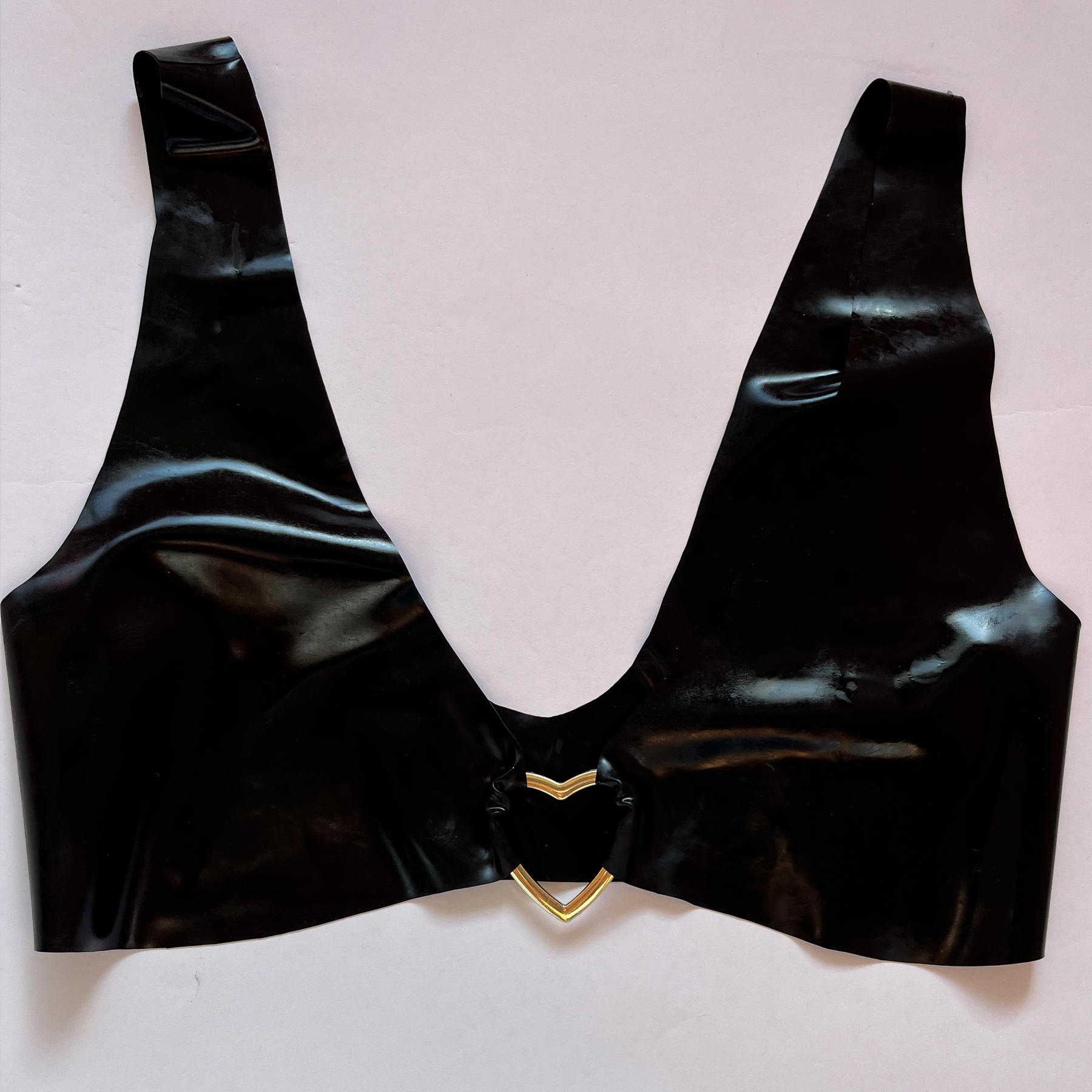 Latex Heart Padlock Bra and Skirt Set 