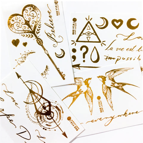 LAZY DUO TATTOO Metallic Tattoos Gold Tattoo Vivid Tattoo Fun Tattoo Temporary Tattoo HK Hong Kong 簡約小清新迷你紋身貼紙 LAZY DUO 香港紋身設計刺青 Tattoo Sticker 紋身師 印刷訂做客製 Custom Temporary Tattoo artist HK tattoo shop Hong Kong 迷你刺青 韓式紋身 small tattoo design Minimal Tattoo little tattoo idea sketchy tattoo floral tattoo ankle wrist tattoo back tattoo Taiwan