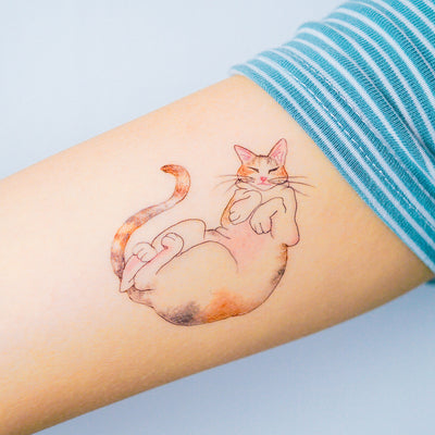 Orange And White Cat Tattoo | Cat portrait tattoos, Cat tattoo, Traditional tattoo  cat