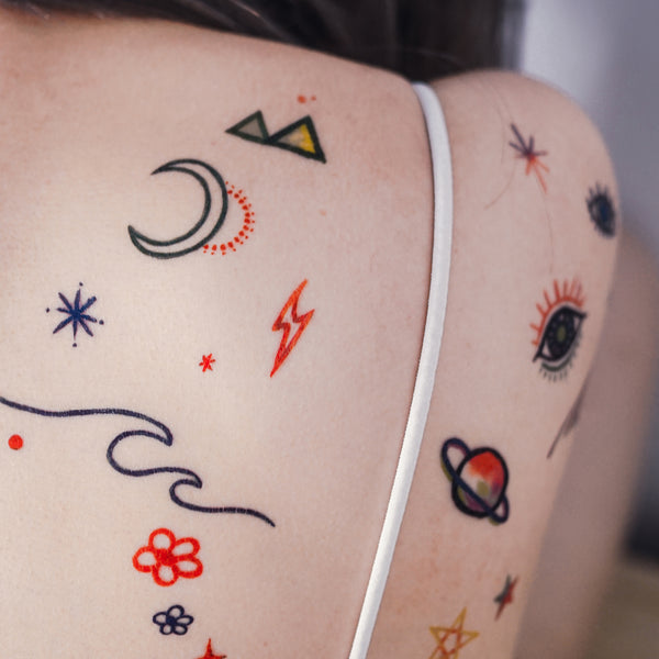Transfer Waterproof Temporary Tattoo Stickers Moon Sun Star Universe  Astronaut Child Flash Tattoos Women Men Body Art Kids Tatto  Temporary  Tattoos  AliExpress