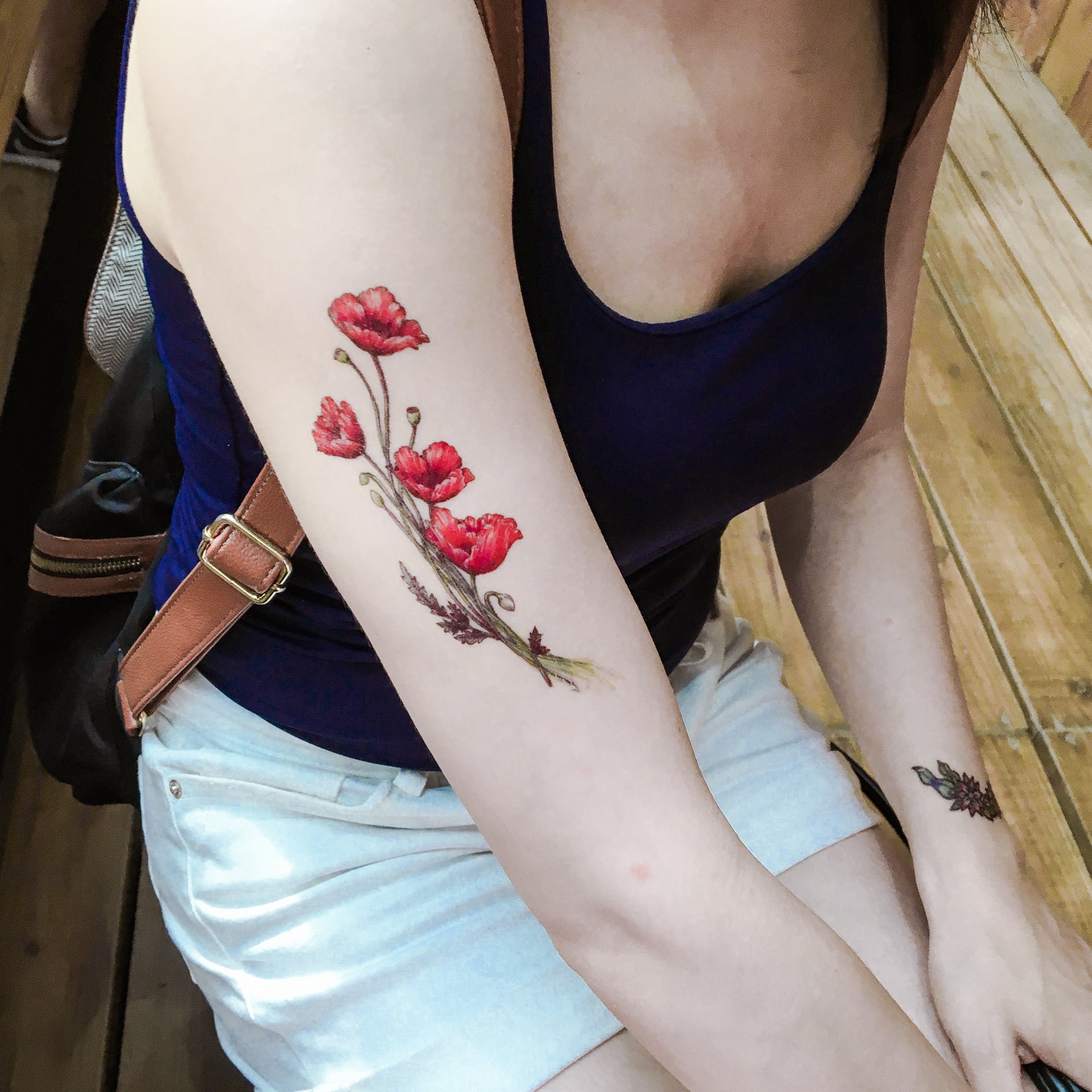 Cute Red Poppy Flower Tattoo Sticker Minimal Flower Temporary Tattoos Floral Tattoo Shoulder Tattoos Long Lasting Tattoo Stickers Hk Lazy Duo Tattoo