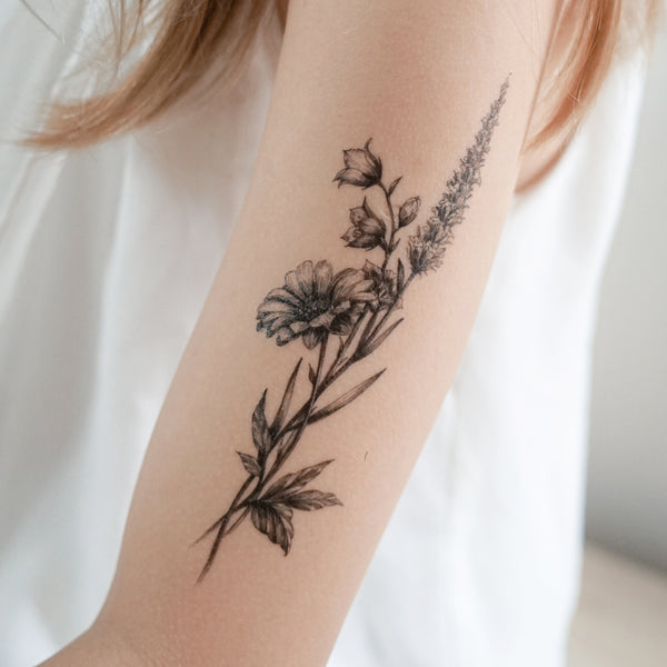 Buy Watercolor Purple Lavender Wildflower Feminine Temporary Tattoo Water  Color Floral Women Tattoo Online in India - Etsy