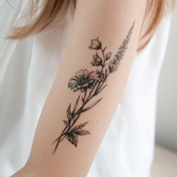 Pin by Luna on tatoos in 2024 | Lavender tattoo, Hand tattoos, Shoulder  tattoo