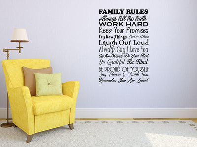 Family Rules Wall Sayings - Inspirational Wall Decals Vinyl Wall Decal Inspirational Wall Signs 