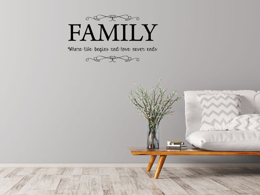 Family – Where Life Begins & Love Never Ends – Wall Decal – BAMM