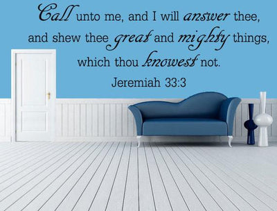 Jeremiah 33:3 - Inspirational Wall Decals Inspirational Wall Signs 