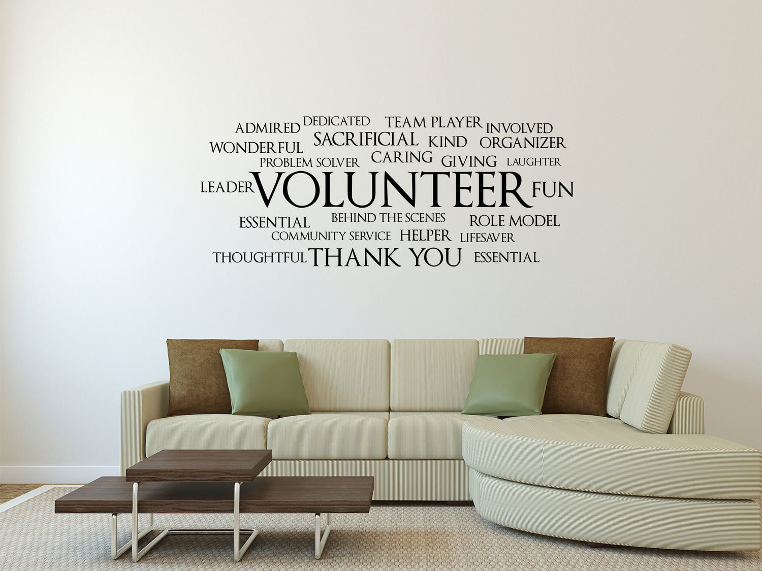 Volunteer Word Cloud Office Wall Decal – Inspirational Wall Signs