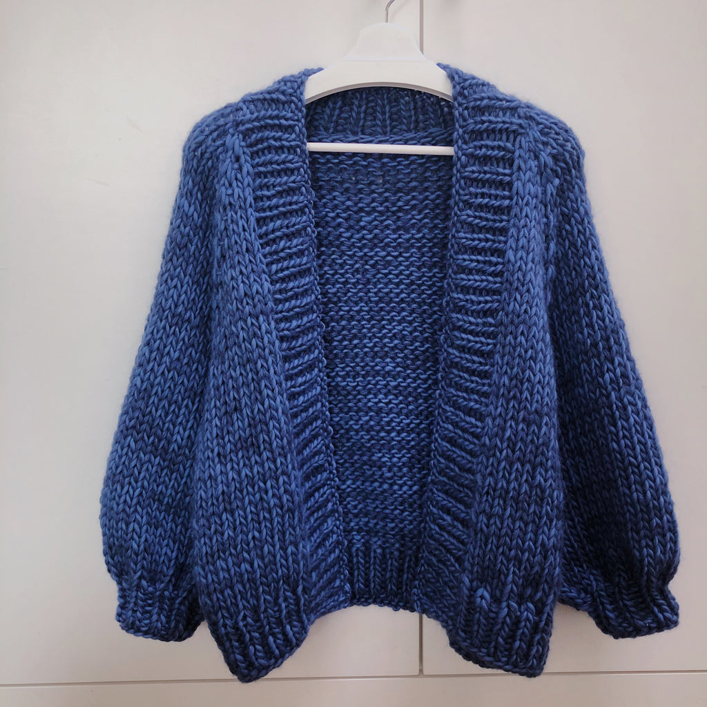 blue cardigan