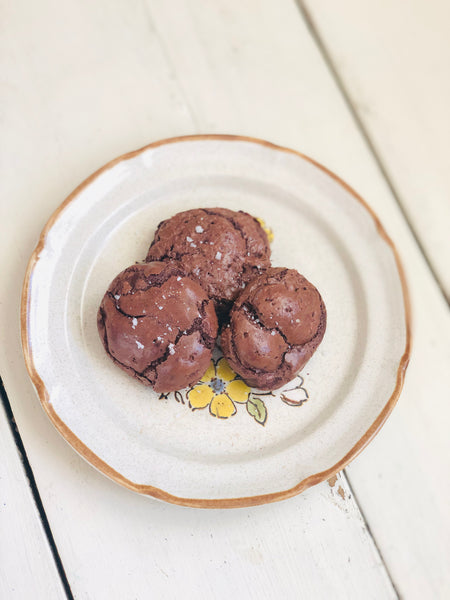 Jody's chocolate sunbutter cookies on a decorative plate