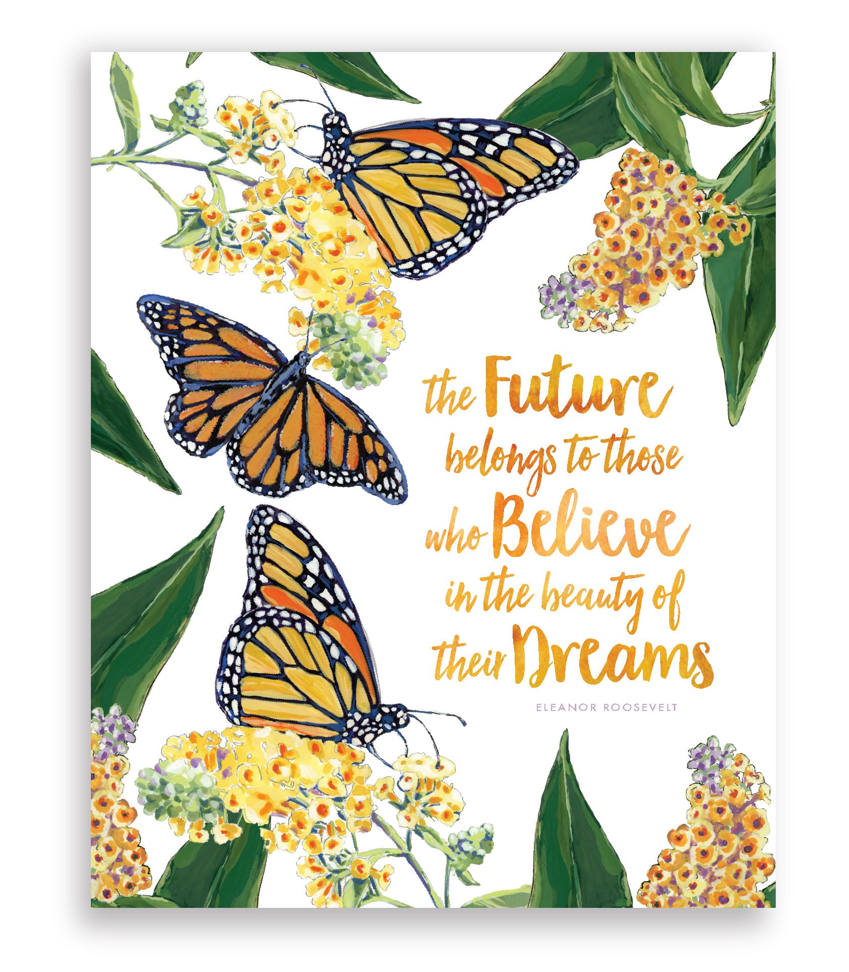 Floral and butterfly  art print Monarch butterfly  wall 