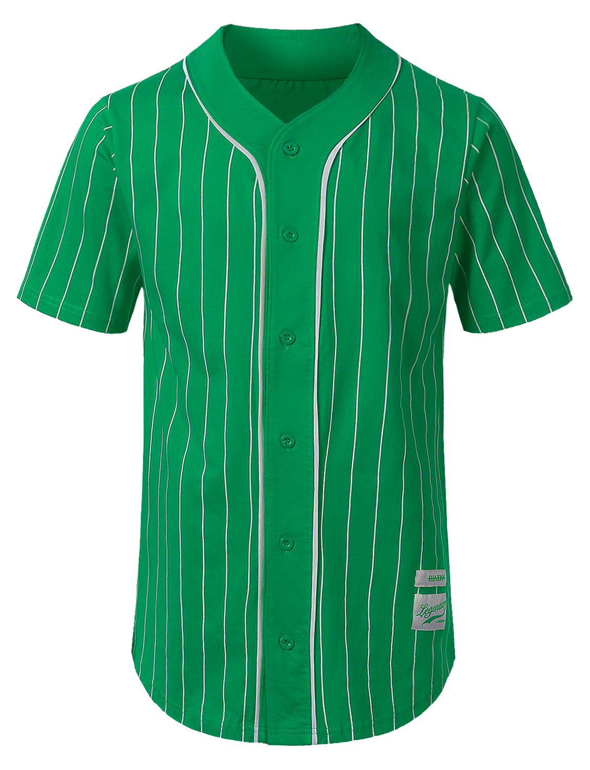green pinstripe baseball jersey