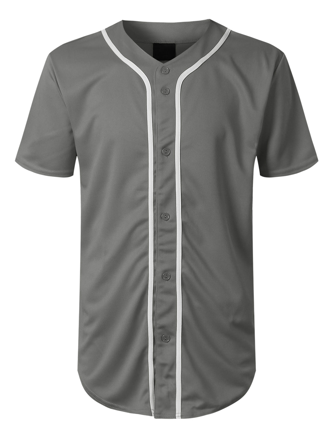 Solid Button Down Baseball Jersey 