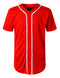 RED Basic Solid Baseball Jersey Shirt - URBANCREWS