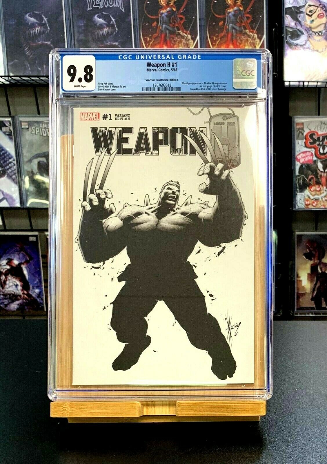 9 8 Cgc Weapon H 1 Dale Keown Incredible Hulk 377 Homage B W Variant Sanctum Sanctorum Comics Oddities Llc