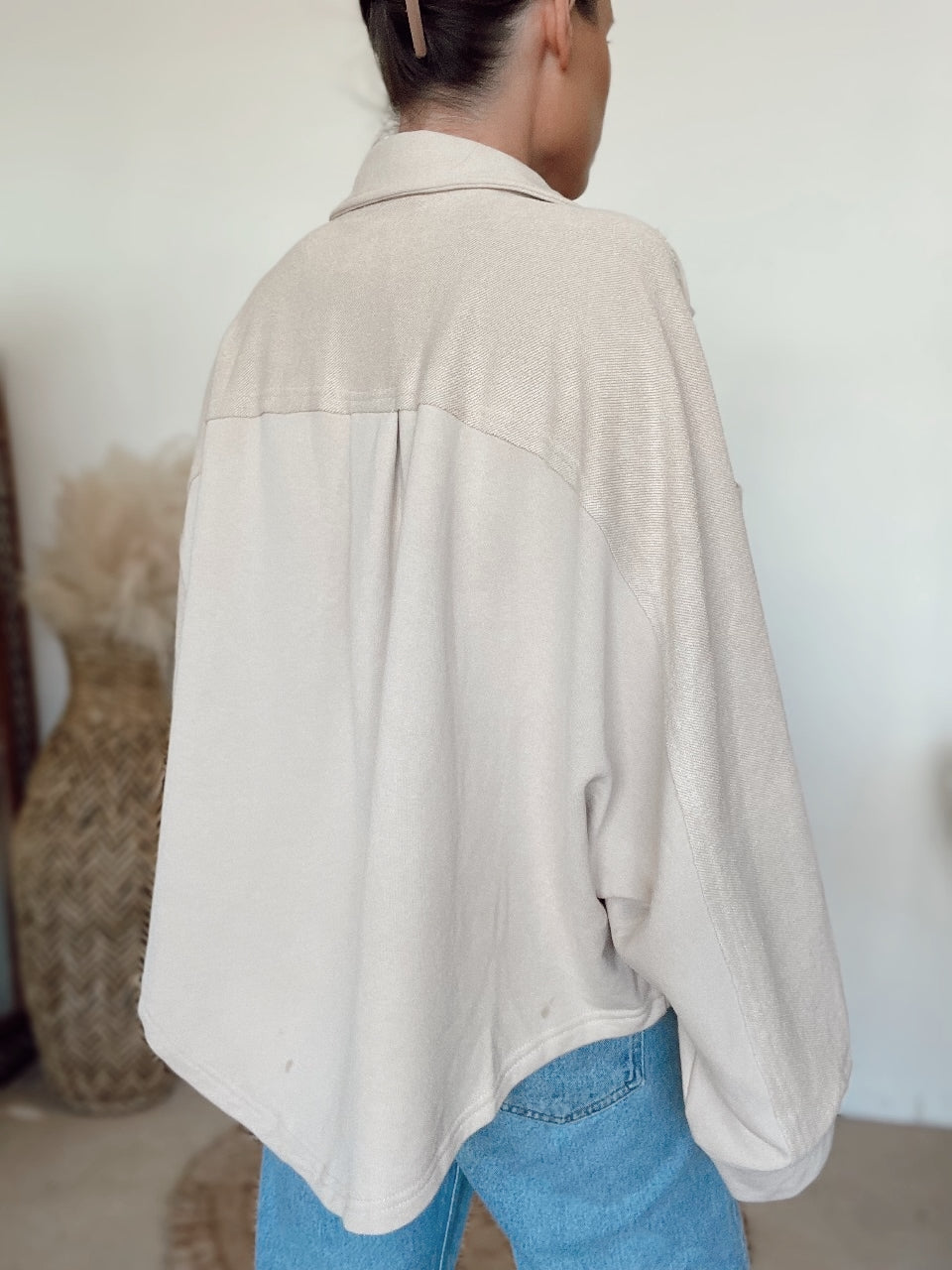 Bonnie Cropped Shacket | Beige