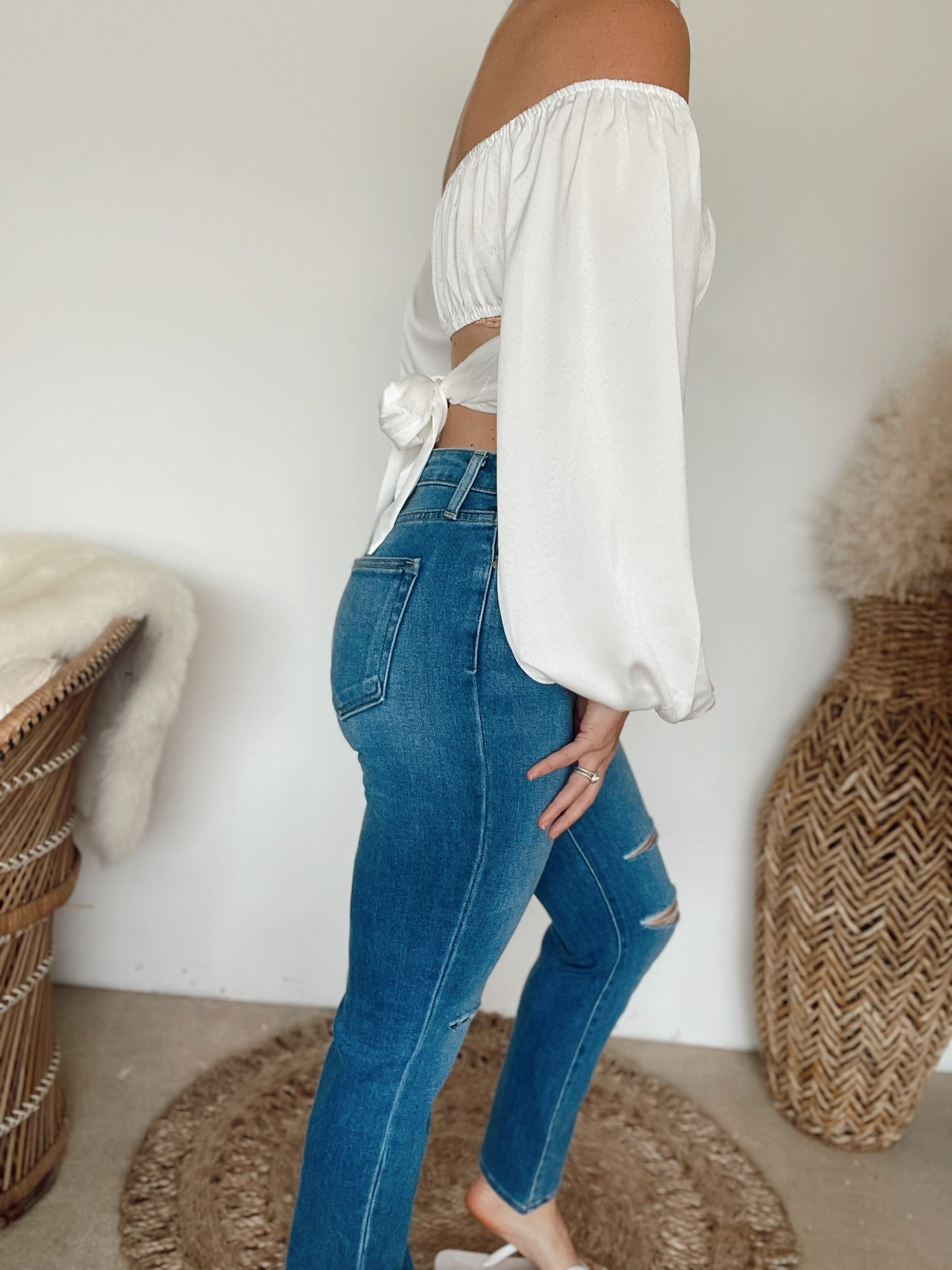 Melinda High Rise Straight Jean | Medium Denim