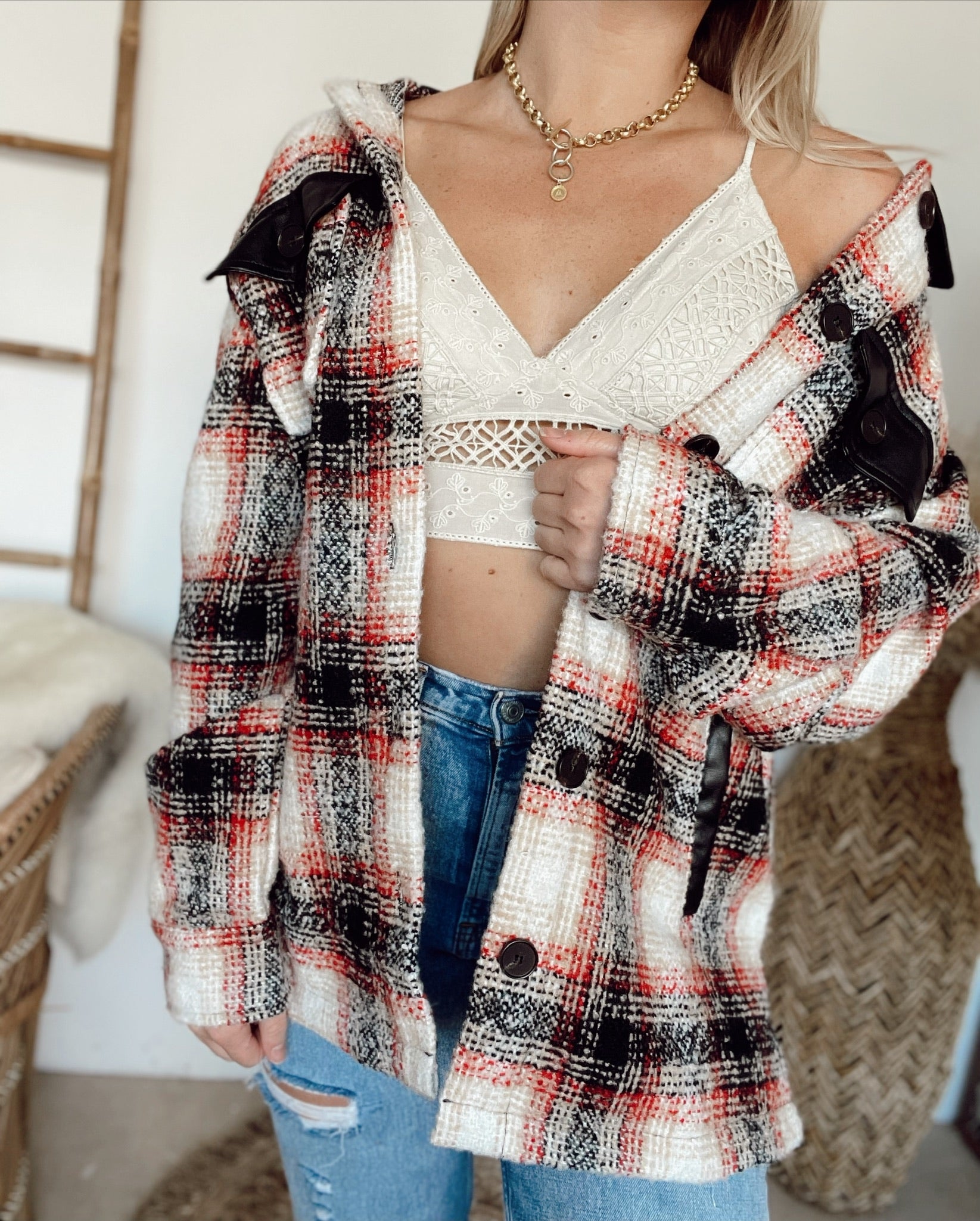 Emily Tweed Plaid Oversized Shacket